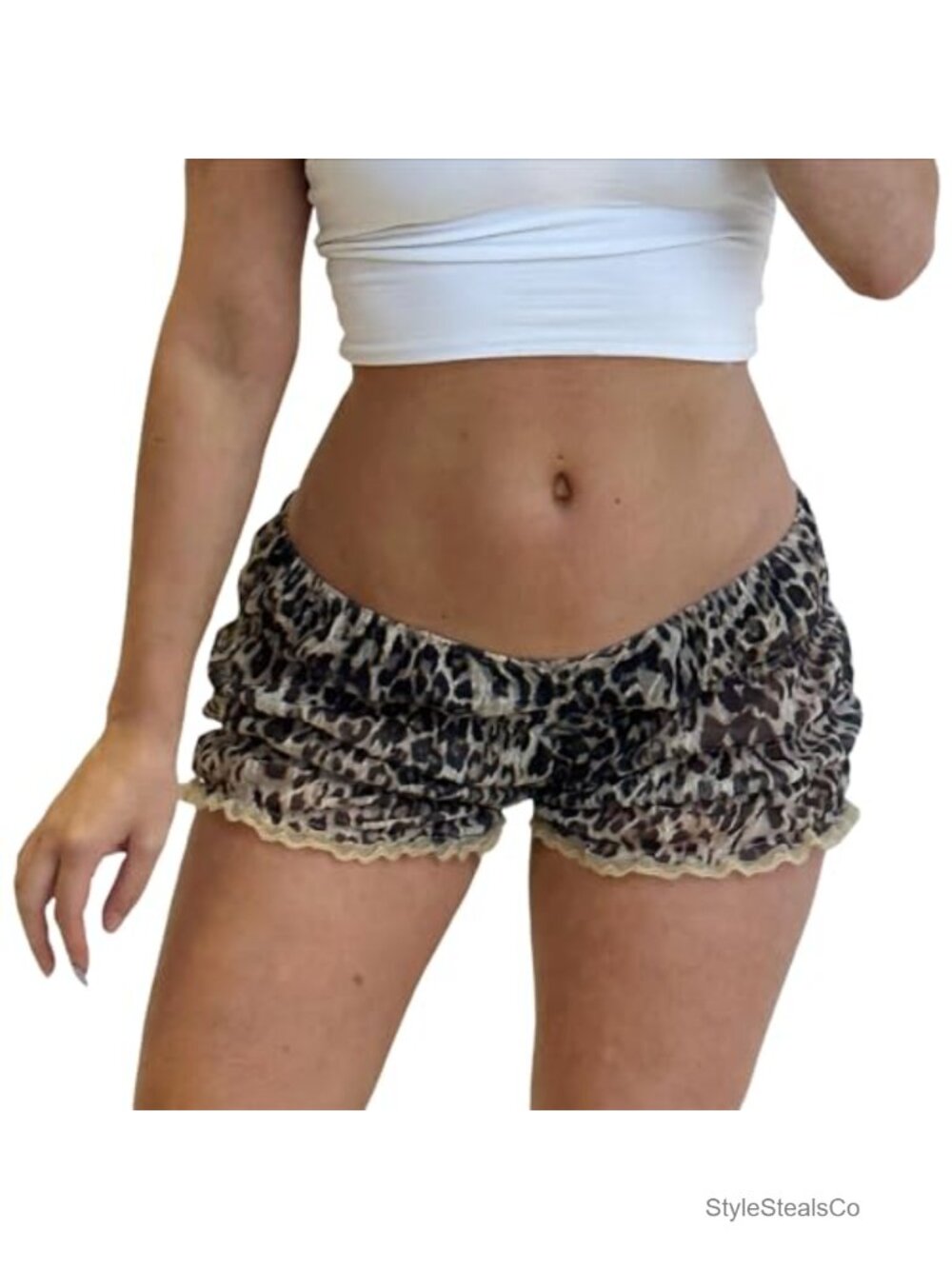 Women's Ruffle Bloomer Shorts Low Rise Gingham Plaid Ruched Lounge
